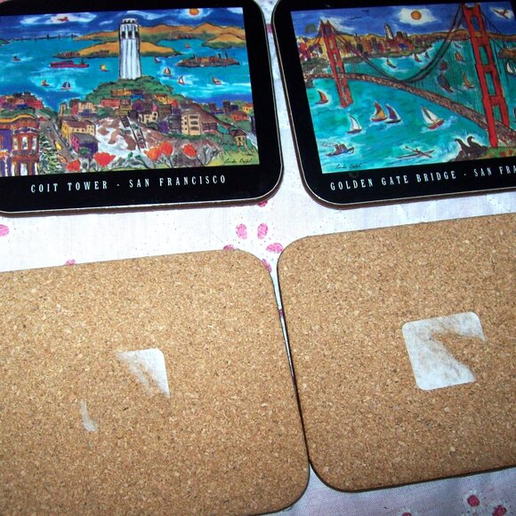 Cork Back Coasters San Francisco Landmarks -Home Decor- Vintage- Set of 6 - Picture 4 of 7